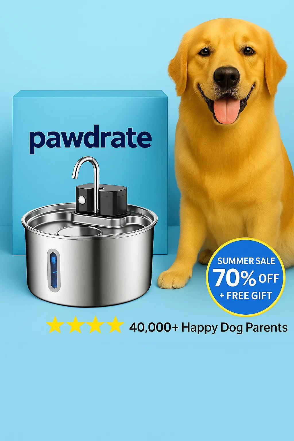 Pawdrate™ Filtered Water Fountain (Battery Version)