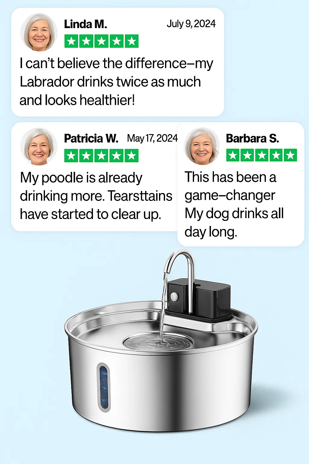 Pawdrate™ Filtered Water Fountain (Battery Version)